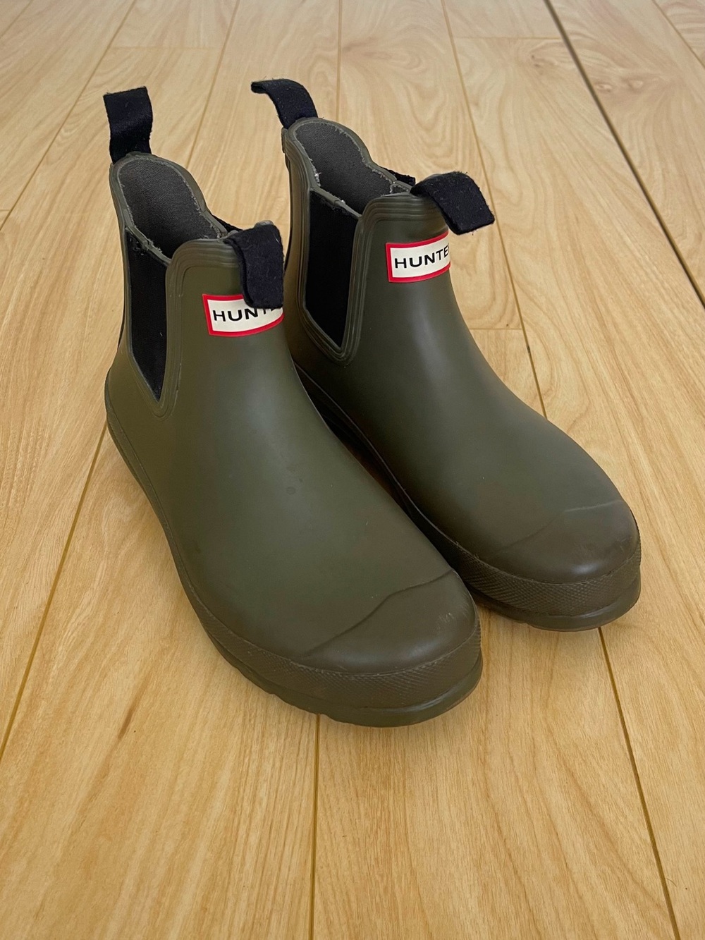 Hunter Olive Green Chelsea Rain Ankle Boots